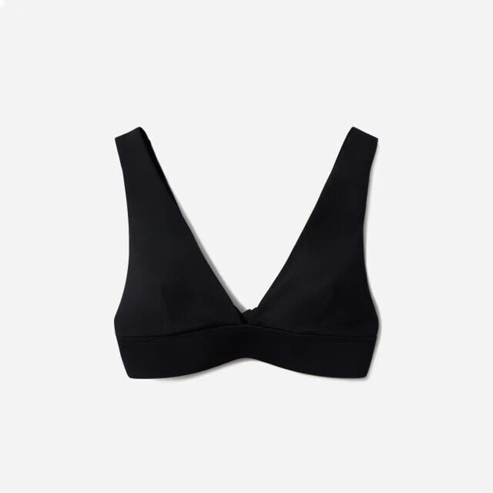 NWT Everlane Womens The Triangle Bikini‎ Top Size XL Removable Pads Black